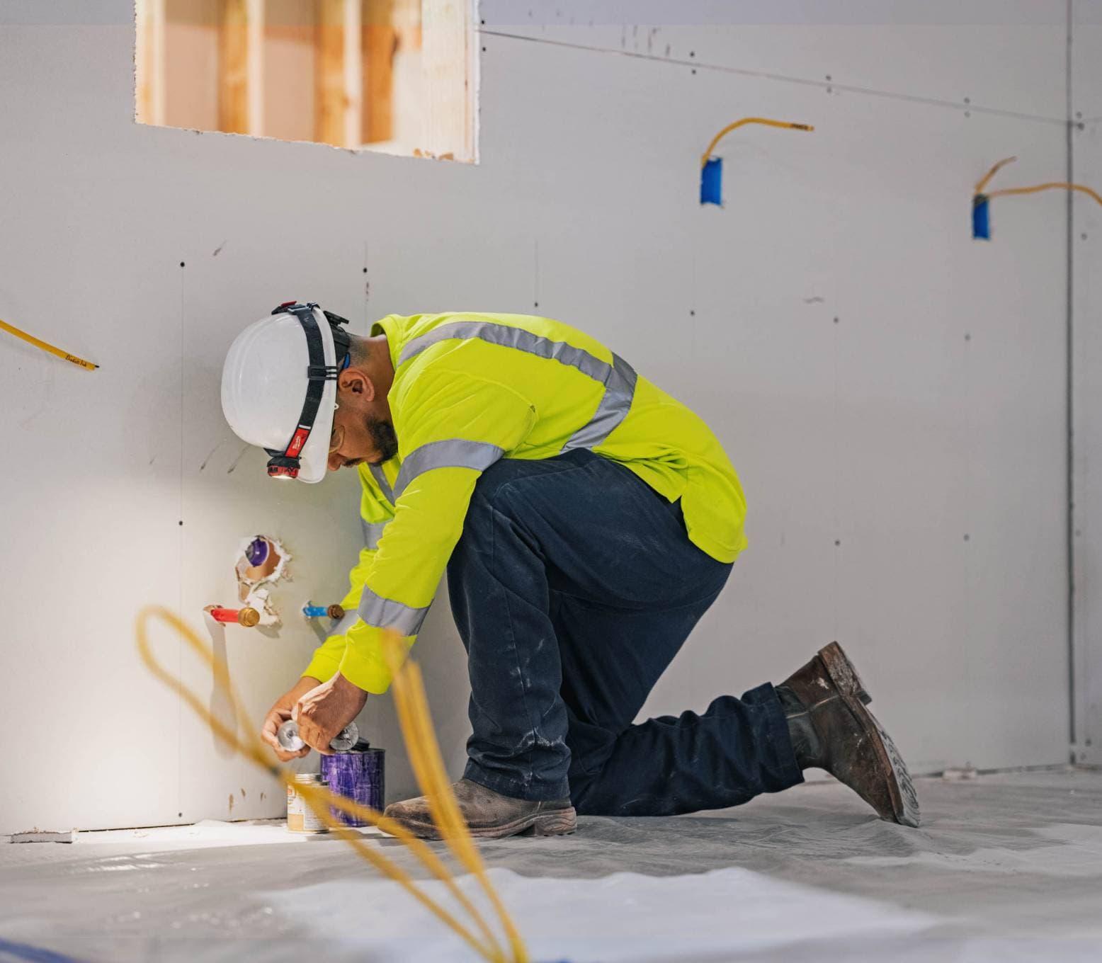 Electrician installing wires